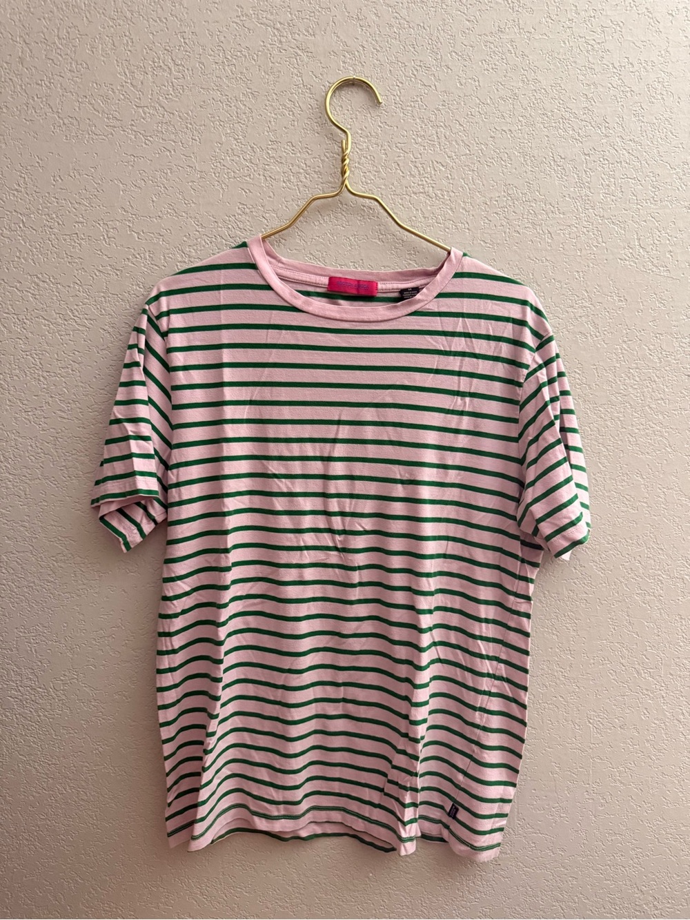 Scotch & Soda Pink and Green Striped Short Sleeve Tee